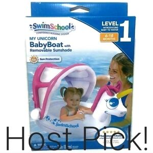 Swim School Unicorn Baby Boat Removable Sunshade Infant NIB New 6-18 Months Cute